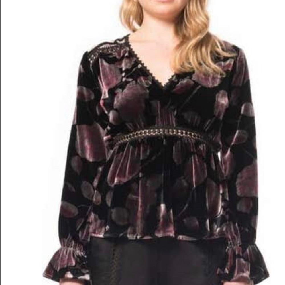 Willow & Clay Print Velvet Top